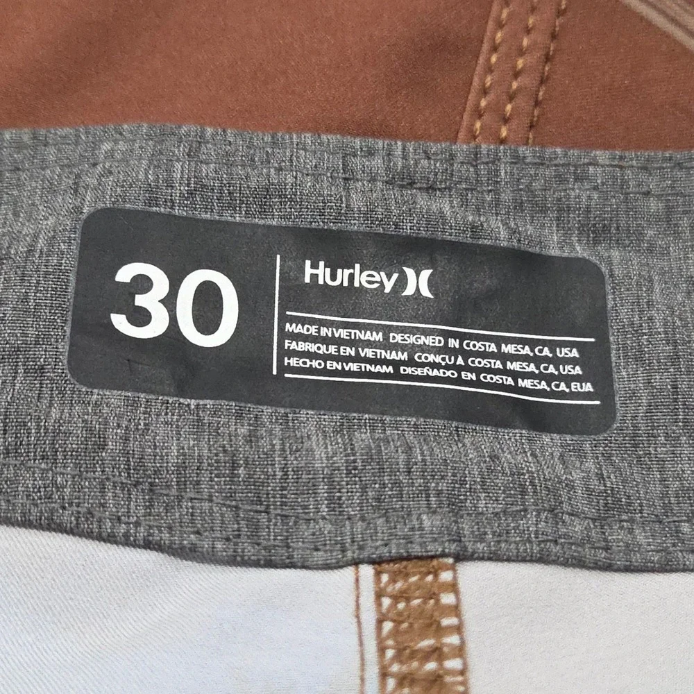 Hurley Phantom Board‎ Shorts Mens 30 Brown Tropical Palm Swim Trunks Stretch New